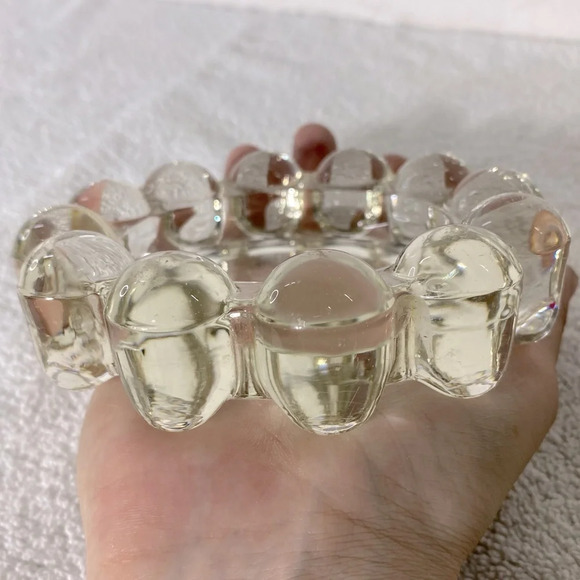 Vintage Clear Glass Bubble  Edge Ashtray Trinket Dish - Picture 10 of 14